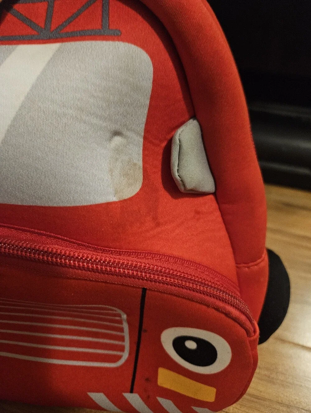 Red Kids Fire Truck Backpack - Plush Preschool Bag